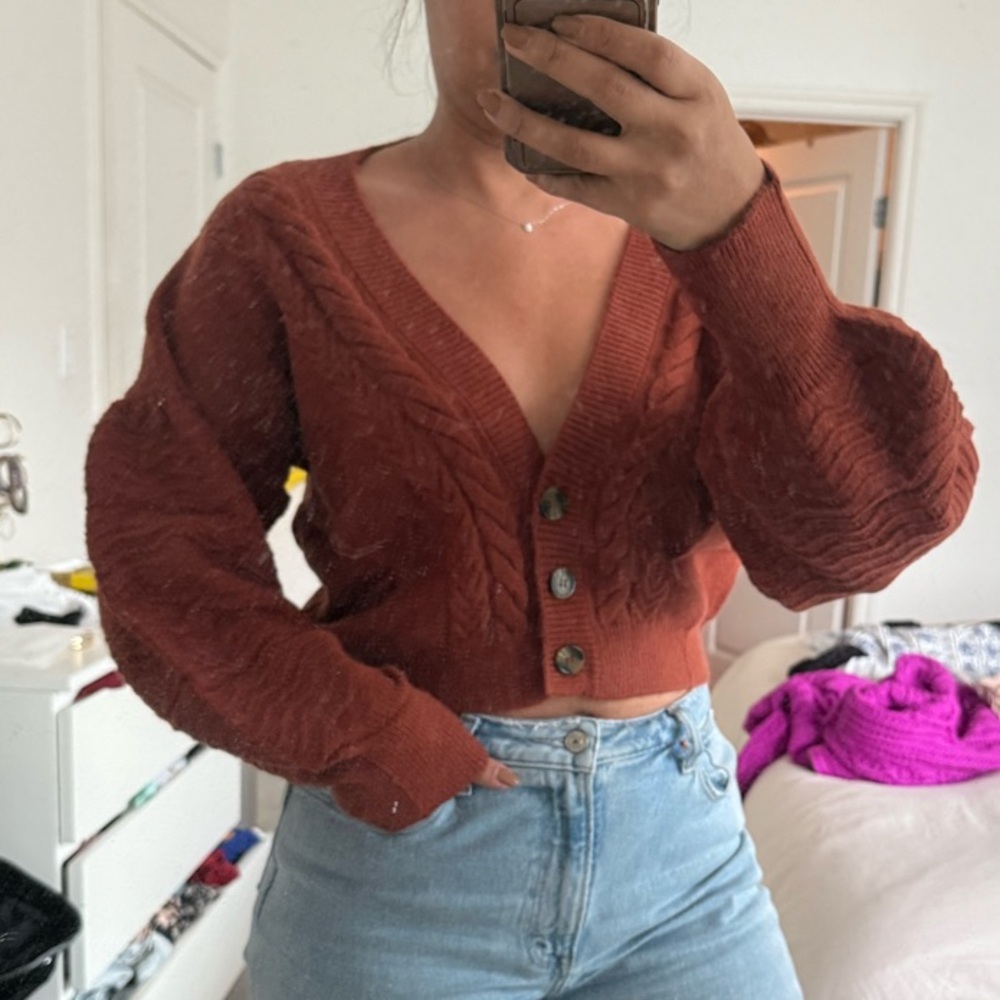 Rust Button-Up Cardigan for love and lemons